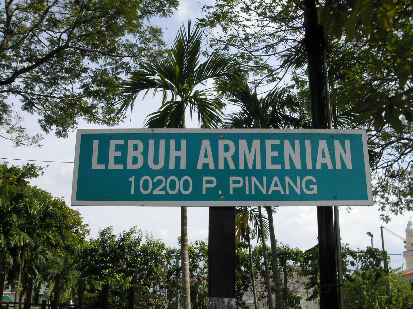 A sign for Armenian Street in historic George Town, capital of Penang in Malaysia