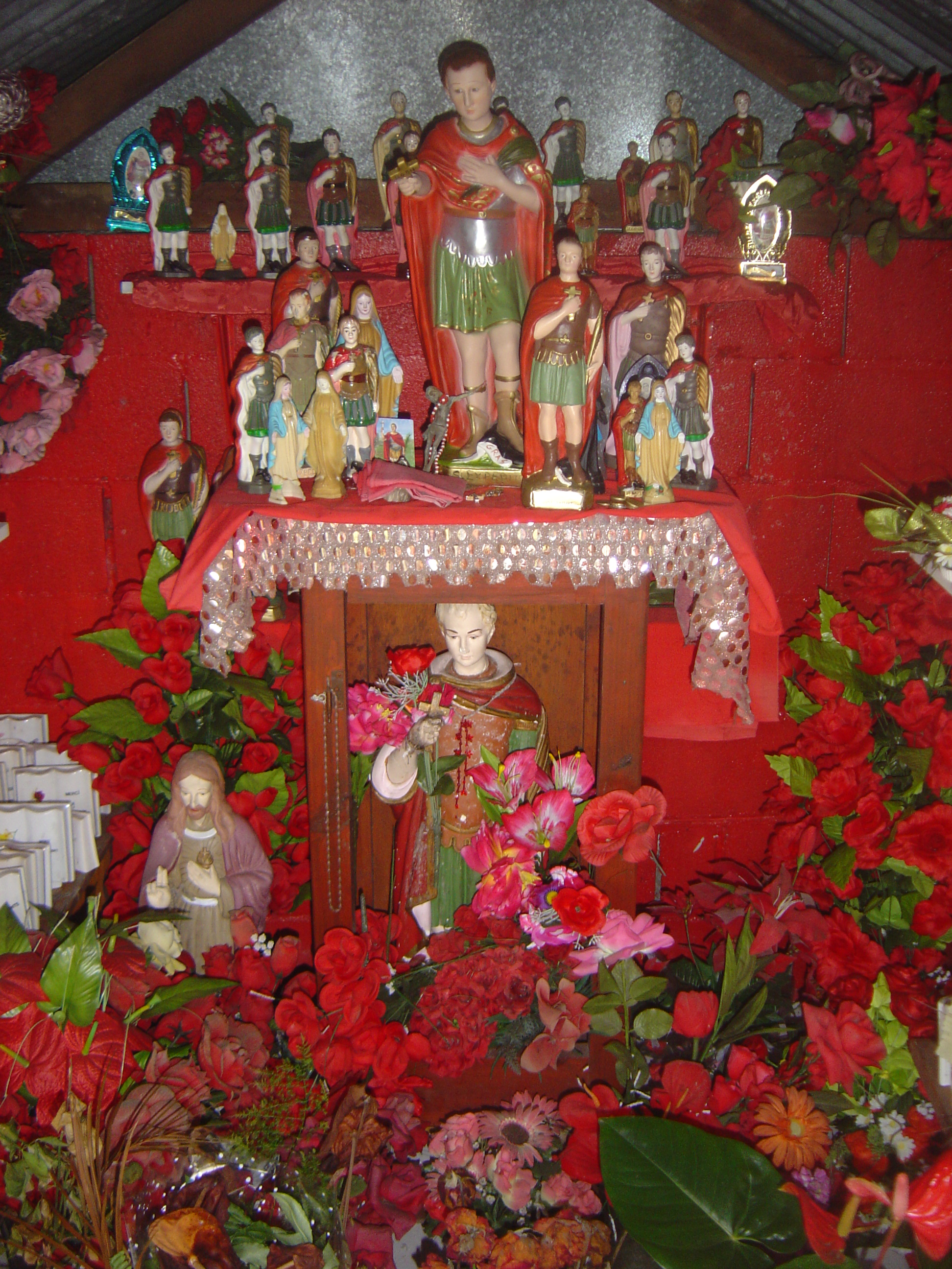 Statues of Saint Expeditus, an object of wide worship on the French island of Réunion, in the Indian Ocean, east of Madagascar.