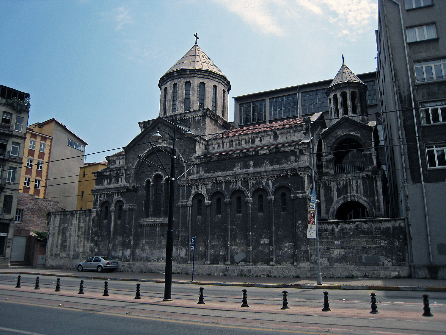 The Getronagan Varjaran, or Central High School, established in 1886, next to the St. Gregory the Illuminator church, on a main thoroughfare in Istanbul; many illustrious names are associated with this school, within the walls of which is a piano once played by none other than Gomidas (Komitas)